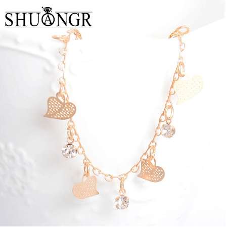 

SHUANGR Best Deal Women Beach Anklets Heart Crystal Rhinestone Ankle Chains Foot Jewelry Anklets Foot Chain Jewelry Gift 1PC