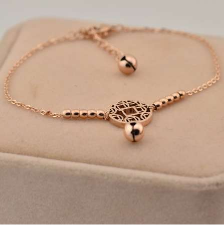 

VOGUESS HOT Little Bell Anklet Bracelet Rose Gold Titanium Steel Women Girl Lover Barefoot Anklet Fashion Foot Chain Jewelry