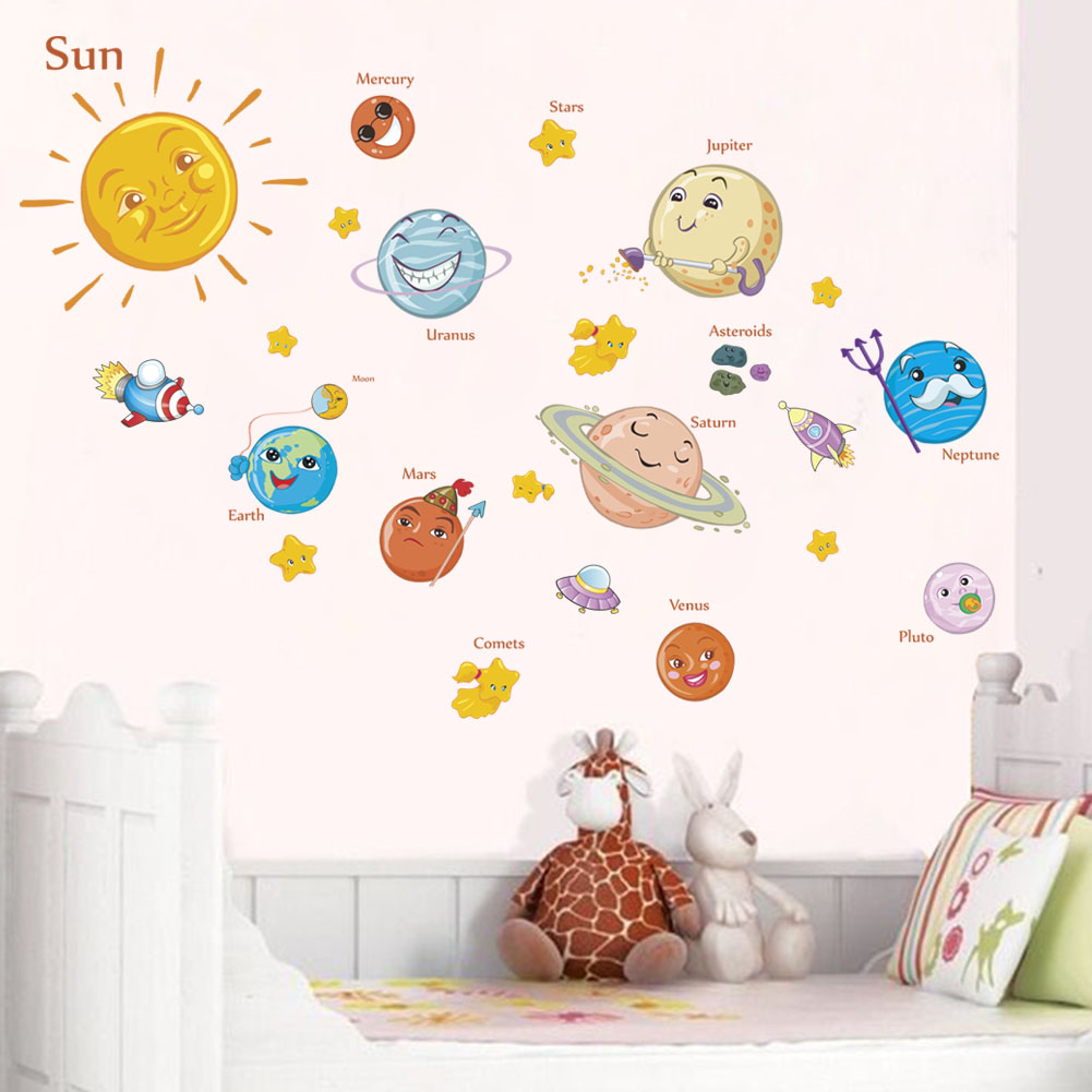 Kids Teens At Home Astronaut Planet Earth Galexy 3d Cracked Wall Stickers Decals Kids Boy Decor Art Home Garden Gefradis Fr