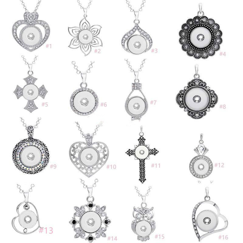 

7 Styles Noosa Assorted Ginger 18mm Snap Buttons Chunk Charms Crystal Heart Multi Pendant Fit Necklaces Jewelry, Silver