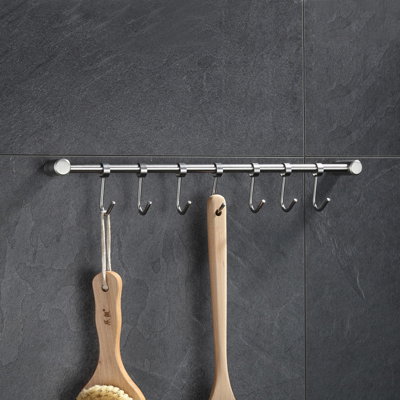 

JILIDA Solid Stainless Steel Pot Pan Rack with Flexible 7 Hooks Cookware Utensil Hanger Bathroom Hook Wall Kitchen Organizer