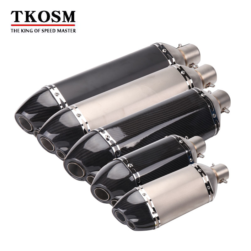 

TKOSM Real Carbon Fiber Exhaust Pipe Akrapovic Motorcycle Exhaust Pipe Muffler Slash Cut Muffler Silencer with DB Killer Bike Racing