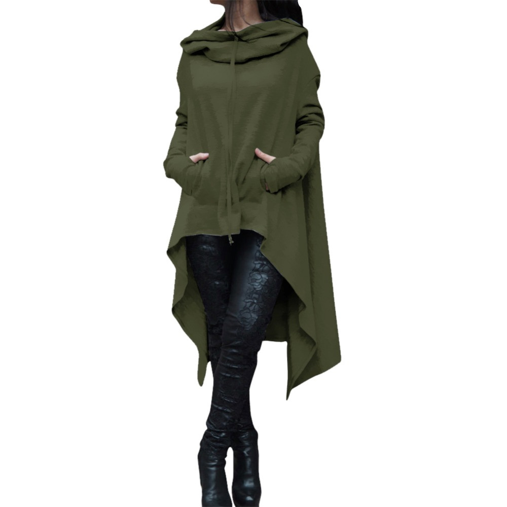 

2017 Autumn Winter Trench Coat Women Casual Loose Long Coat Maxi Gothic Green Trench Ladies Coats Plus Size Female-coat, Hongse
