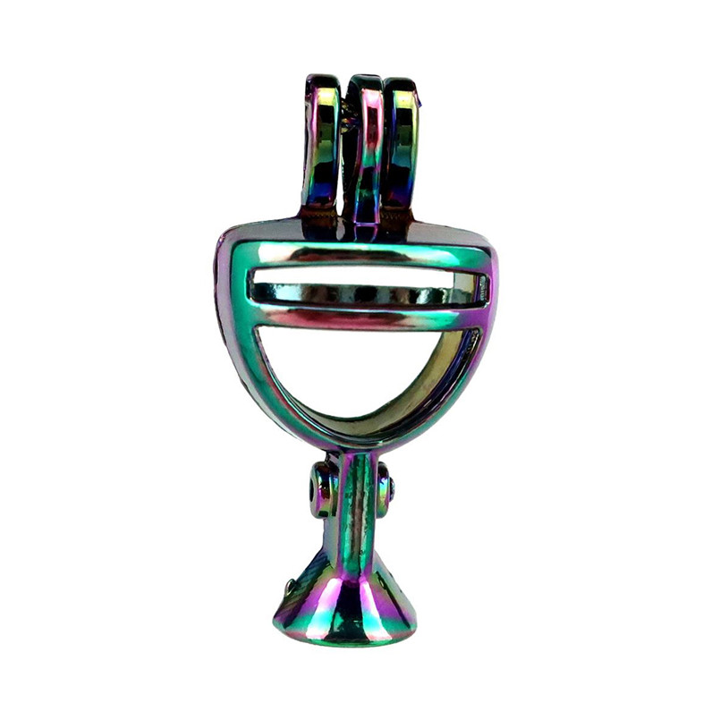 

10pcs/lot Rainbow Color Wine Glass Beads Cage Locket Pendant Diffuser Aromatherapy Perfume Essential Oils Diffuser Floating Pom, Silver