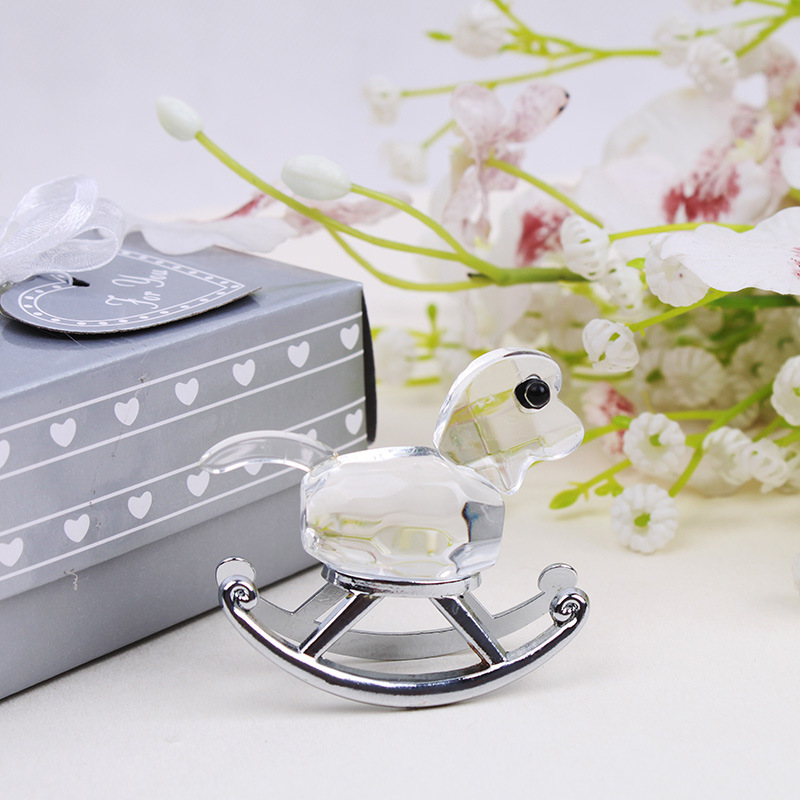 

Clear Crystal Glass Rocking Horse Cystal Gift Favor for Wedding Party Kids Birthday Baby Shower Party DEC404