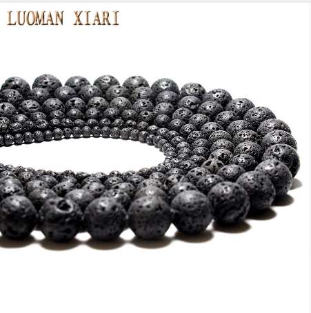 

Wholesale DIY Black Volcanic Lava Beads Round Natural Lava Stone Beads Volcanic-stone Shape Beads for Jewelry Making 4-14mm