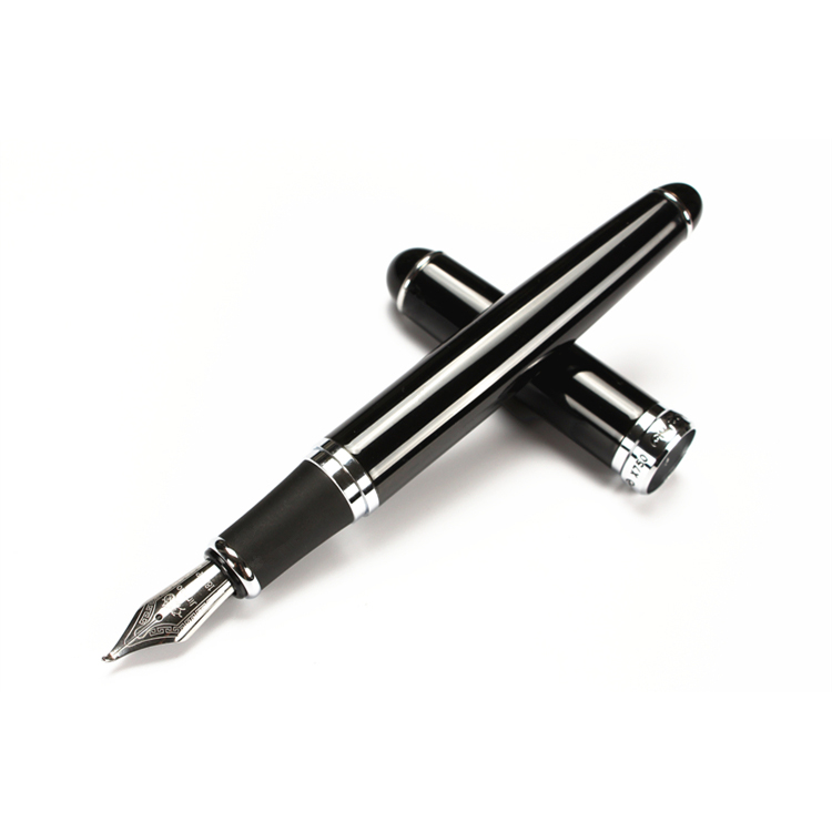 

Jinhao X750 Smooth Black and Silver Clip 1.0mm Curved Tip Calligraphy Pen High Quality Metal Fountain Pen Christmas Gift Pens, Customize