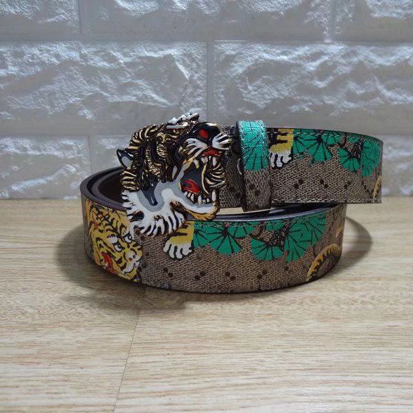 

2018 Men's Genuine Leather Belts For Men Belt Tiger Head Buckle High Quality Designer Luxury Strap Male Belts Jeans Cintos, Photo color