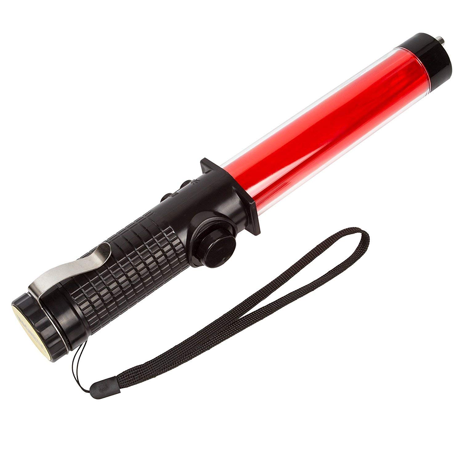 

1Pcs LED Handheld Flashlight Whistle Traffic Baton Magnets Spotlight for Marshalling, Parking, and Traffic Wands Set, Red