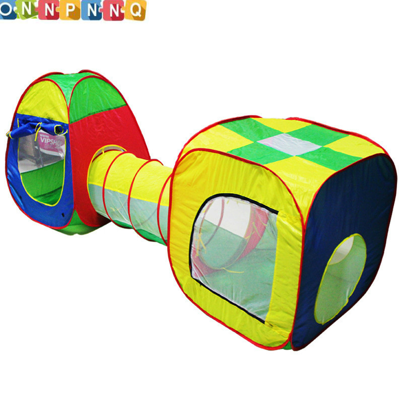 3pcs Protable kids outdoor toys teepee Tents multicolor children tunnel balls pool House Free Ship Factory Price Sale Order Wholesale-image-412585108