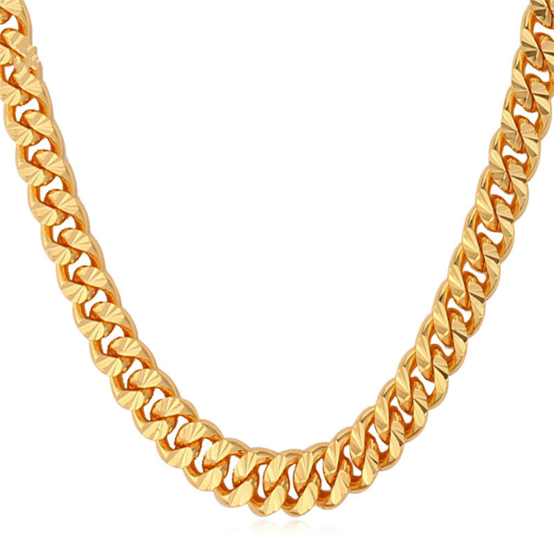 

Gold Silver Black Chain Curb Cuban Necklace For Men Punk Rock Style Wholesale Black Gun color Gift Fashion Jewelry N838G