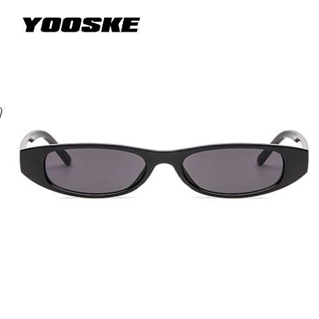 YOOSKE Vintage Rectangle Sunglasses Women Cat Eye Designer Ladies Small Frame Black Red Sun Glasses Brand Retro Skinny Eyewear