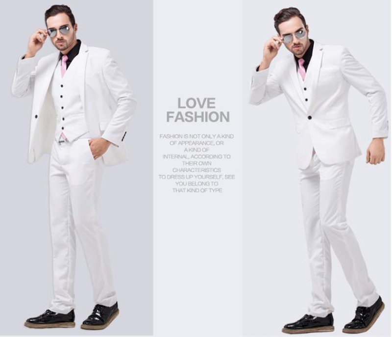 

Custom Made Mens White Suit Jacket Pants Formal Dress Wedding Suits For Man Groom Blazer Tuxedos Best Man Prom Slim Fit Jacket+Pants+Vest, Same as image
