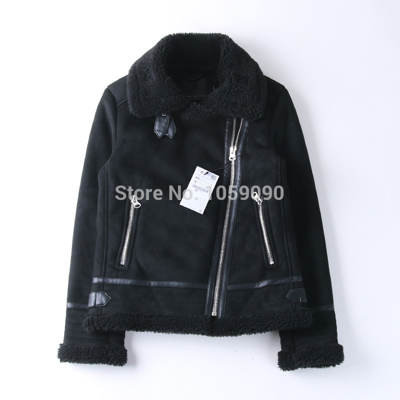 contrasting faux suede jacket