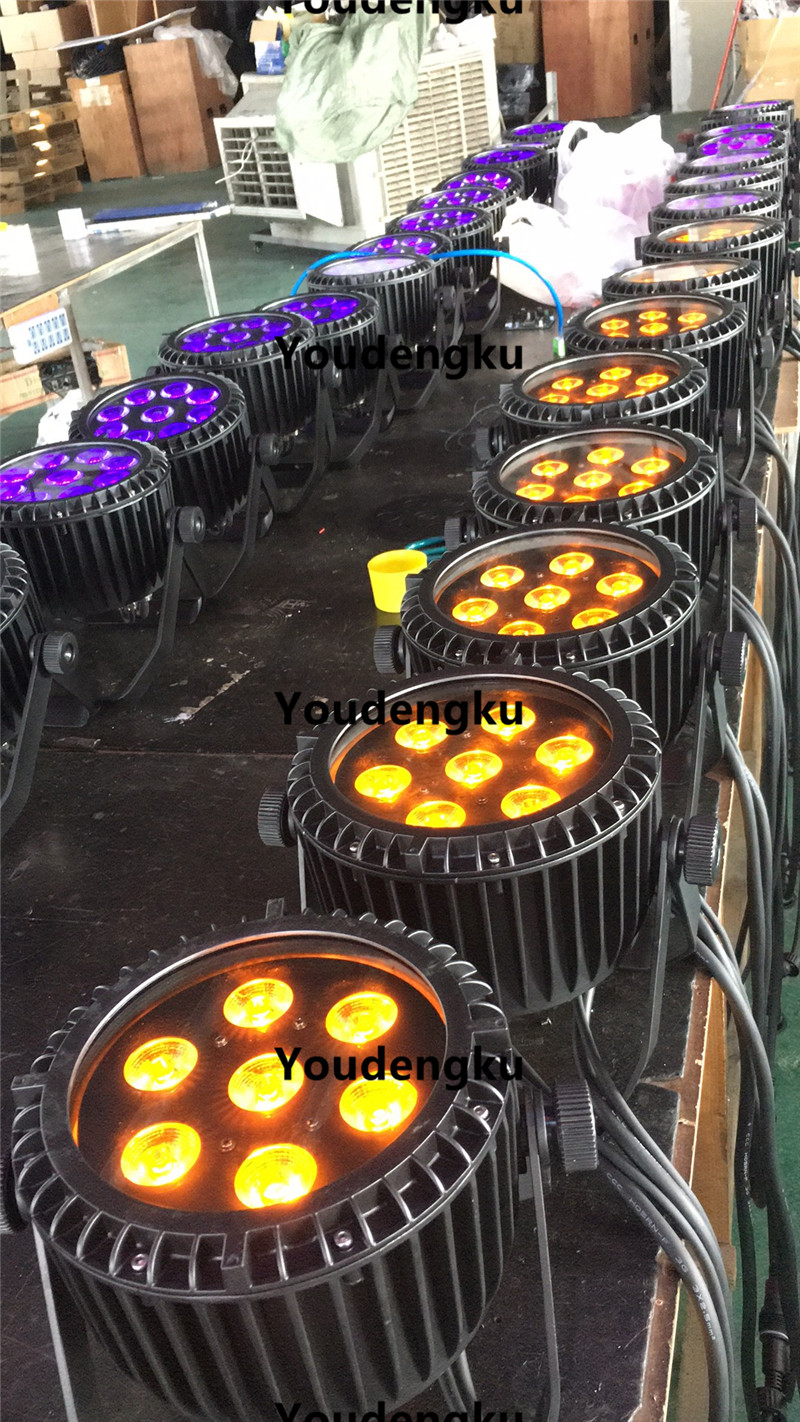 4 pieces IP 65 LED Par DMX Waterproof LED Wall Washer 7*15w RGBWA 5 in 1 Spot DMX Outdoor slim led par light-image-550916105