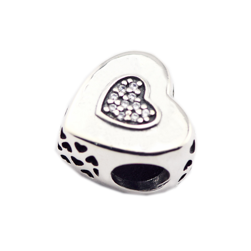 Signature Heart Shape Beads Openwork Beads For Woman DIY Jewelry Making Silver Charms Fit Original 925 Silver Charms Bracelets & Bangle-image-411367817