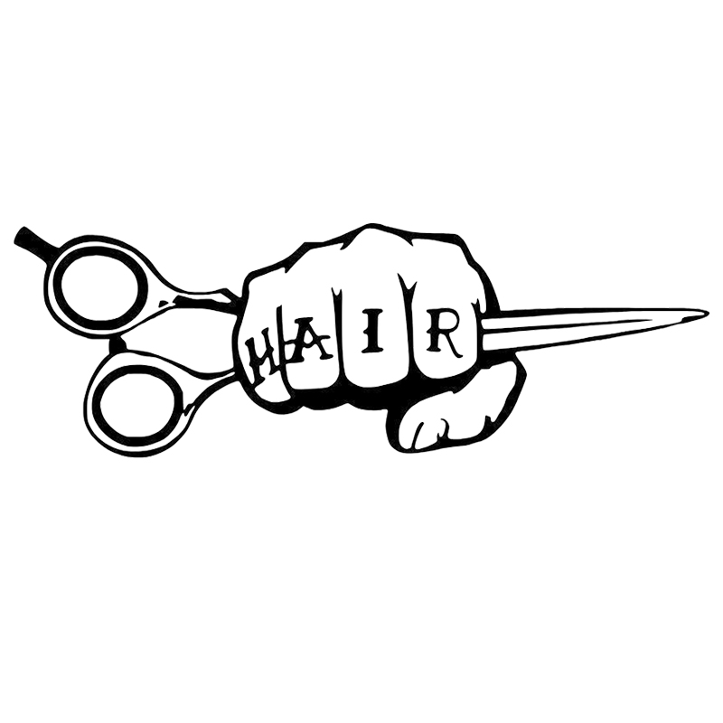 15*8.6CM Hair Hand Barber Shop Sticker Car Accessories Vinyl Decal Beauty Temptation Body Car Stickers Decals-image-433723519