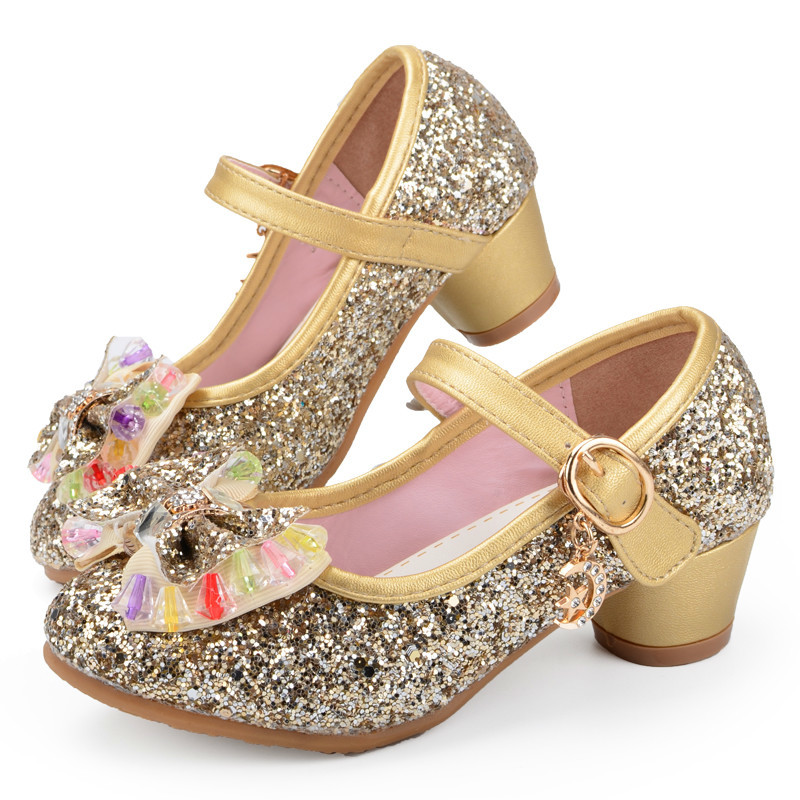 

Hot Butterfly Children Princess Shoes Girls Bowtie Candy Color Hight Heels Slip On Party Dance Sandals For Baby Girls Kids, Green