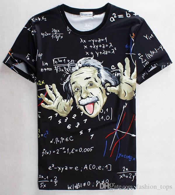 

tshirt Math science T-shirt for boy/girl Graphic 3d t shirt men/women funny print Einstein t-shirt casual tops 1860, Black