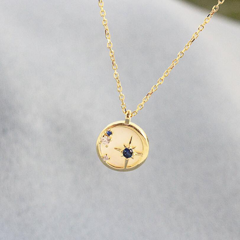 jewelry S925 sterling silver necklace shell circle round pendant necklace for women hot fashion free of shipping
