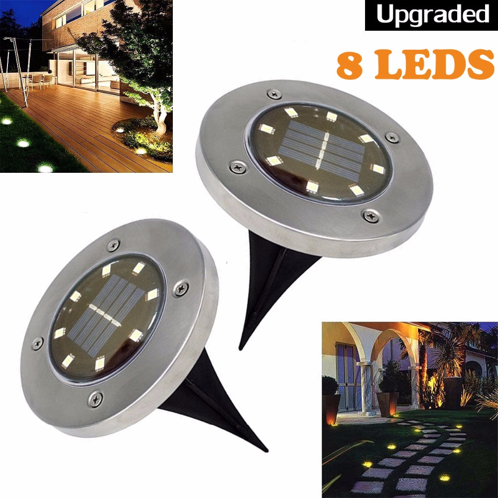 

Solar Powered Ground Light 8 LEDs Waterproof Garden Pathway Deck Landscape Lighting for Home Yard Driveway Lawn Road