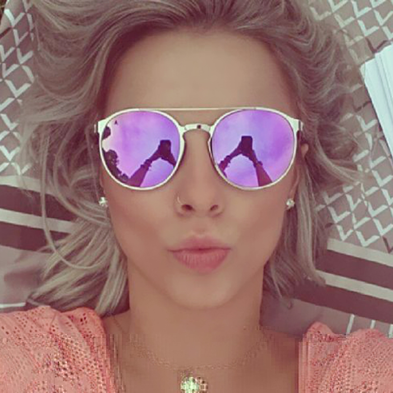 

VictoryLip Round Mirror Pink Purple Brand Designer Sunglasses Lady Men Retro Metal Frame UV400 Women Sun Glasses Male Female D18102305