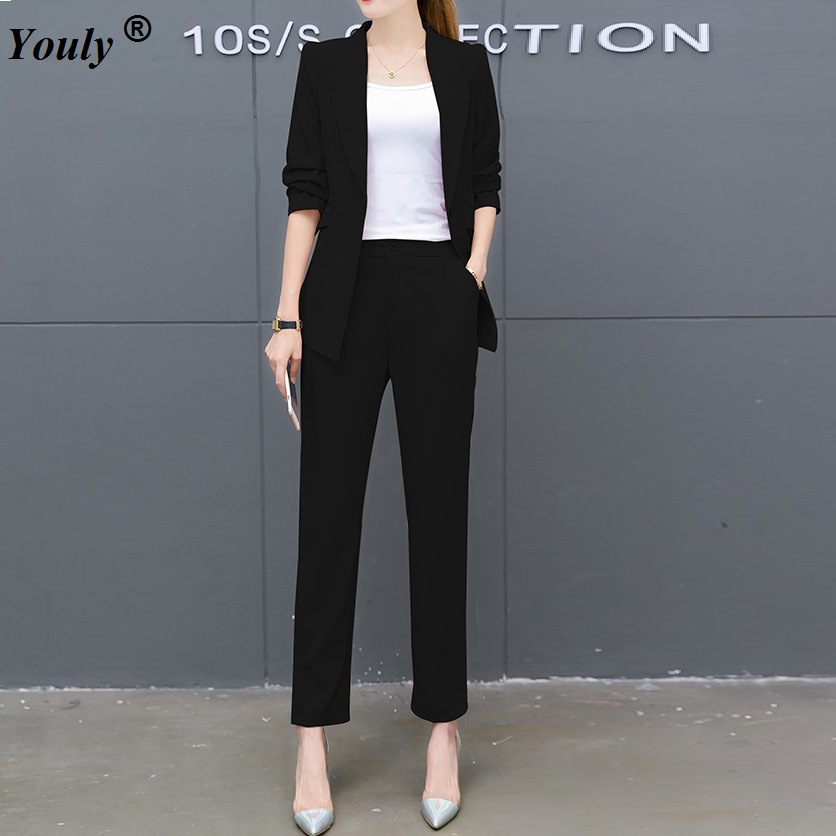 

Pant Suits Women Casual Office Business Suits Formal Work Sets 2017 autumn Elegant Office Women Blazer Pant Two piece set, Pink