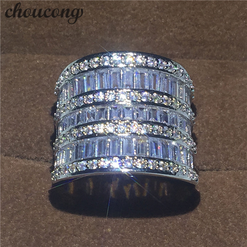 

choucong Valuable Women Jewelry Diamond 925 Sterling silver Engagement Wedding Band Ring for women Sz 5-11