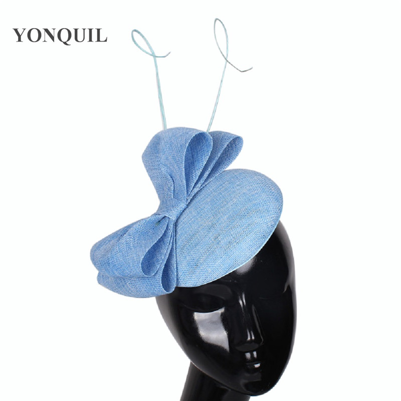 

Lady Imitation Sinamay Fascinator base imitation bowknot adorn hat ostrich quill elegant women millinery handmade hair accessories craft