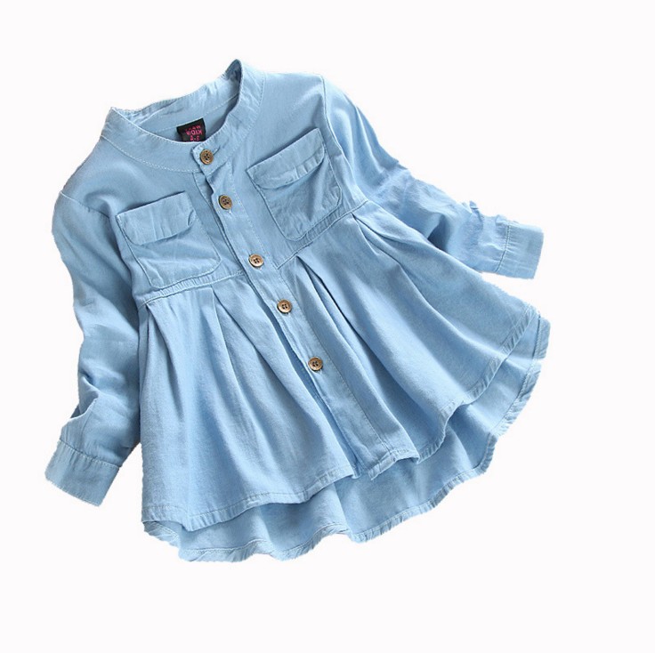 Kids Girls Denim Shirts Baby Girls Casual Soft Fabric Children Blouse
