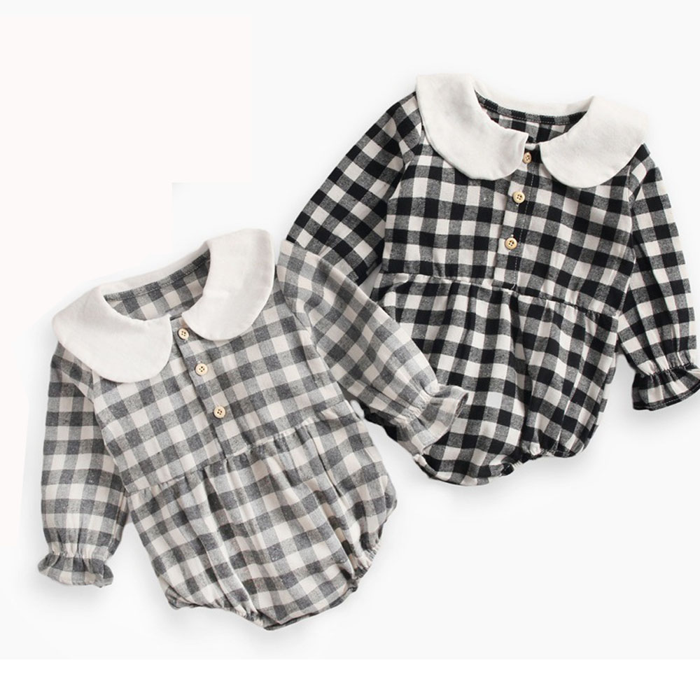 2018 Autumn Winter Baby Girls Boys Rompers Plaid Long Sleeve Newborn Toddler Jumpsuits Infant Baby Kids Clothes 0-3 Years