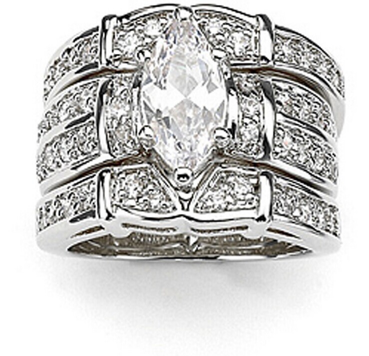 

choucong Deluxe Lovers Diamonique Cz 14KT White Gold Filled 3 Wedding Ring Set Sz 5-11 Free shipping Gift