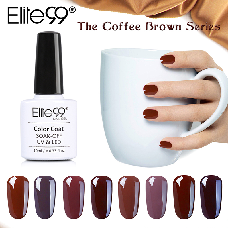 

12pcs/lot Elite99 New Arrival Coffee Brown Colors Series Gel Nail Polish Gorgeous Brown Color Series Shiny Surface UV LED Gel Polish 10ml, As pic