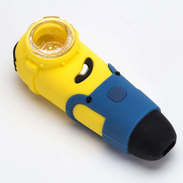 

Minions Silicone Hand Pipe with Glass Dish smoking pipe Hand Pipe Hookah Bongs silicon oil dab rigs food grade silicone 546