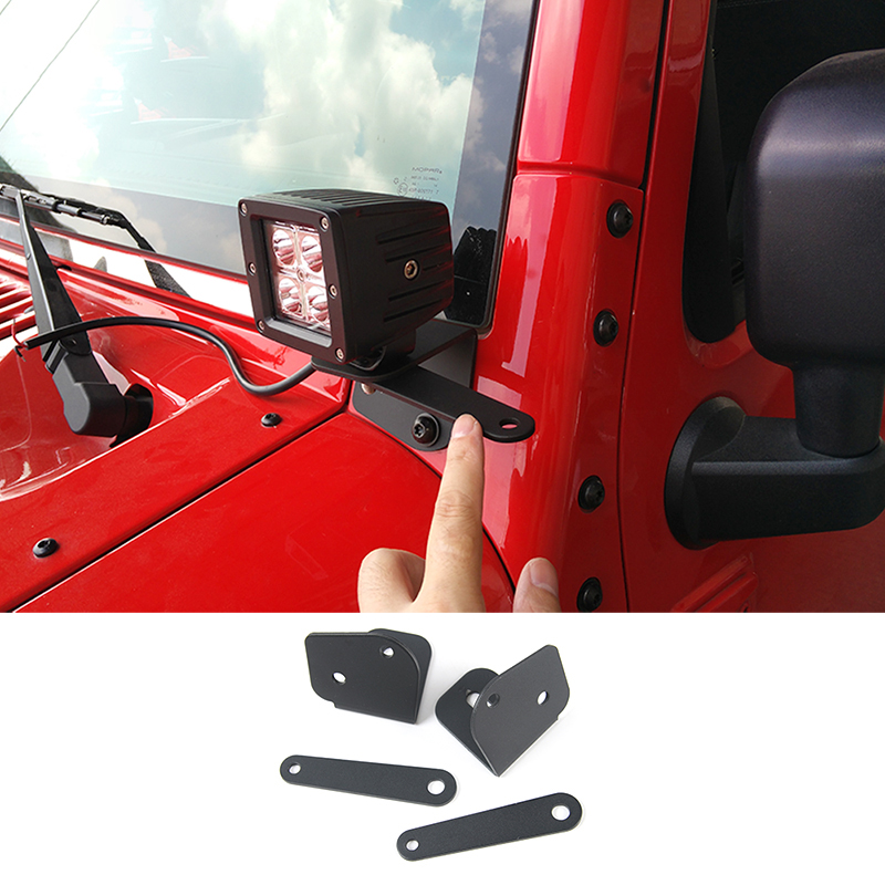 

Car Universal LED Work Light A Pillar Hood Mounting Bracket Holder Base Iron For Jeep Wrangler JK 2007-2017 Auto Exterior Accessories