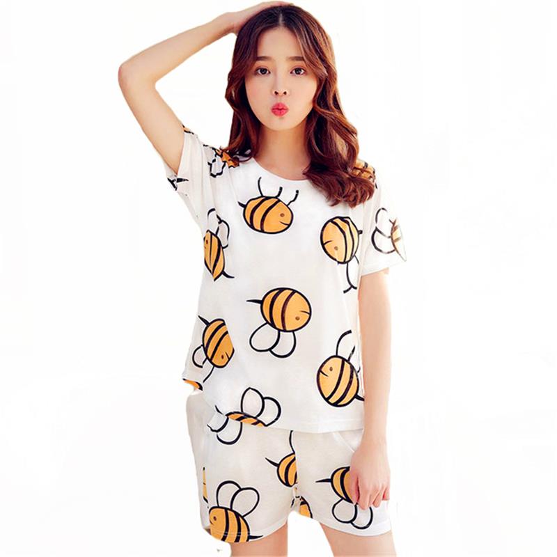 

Summer Autumn Women Pajamas Sets Short Sleeve Cotton Thin Pajamas Home Furnishing Clothing Cartoon Print Cute Clothing, Cow