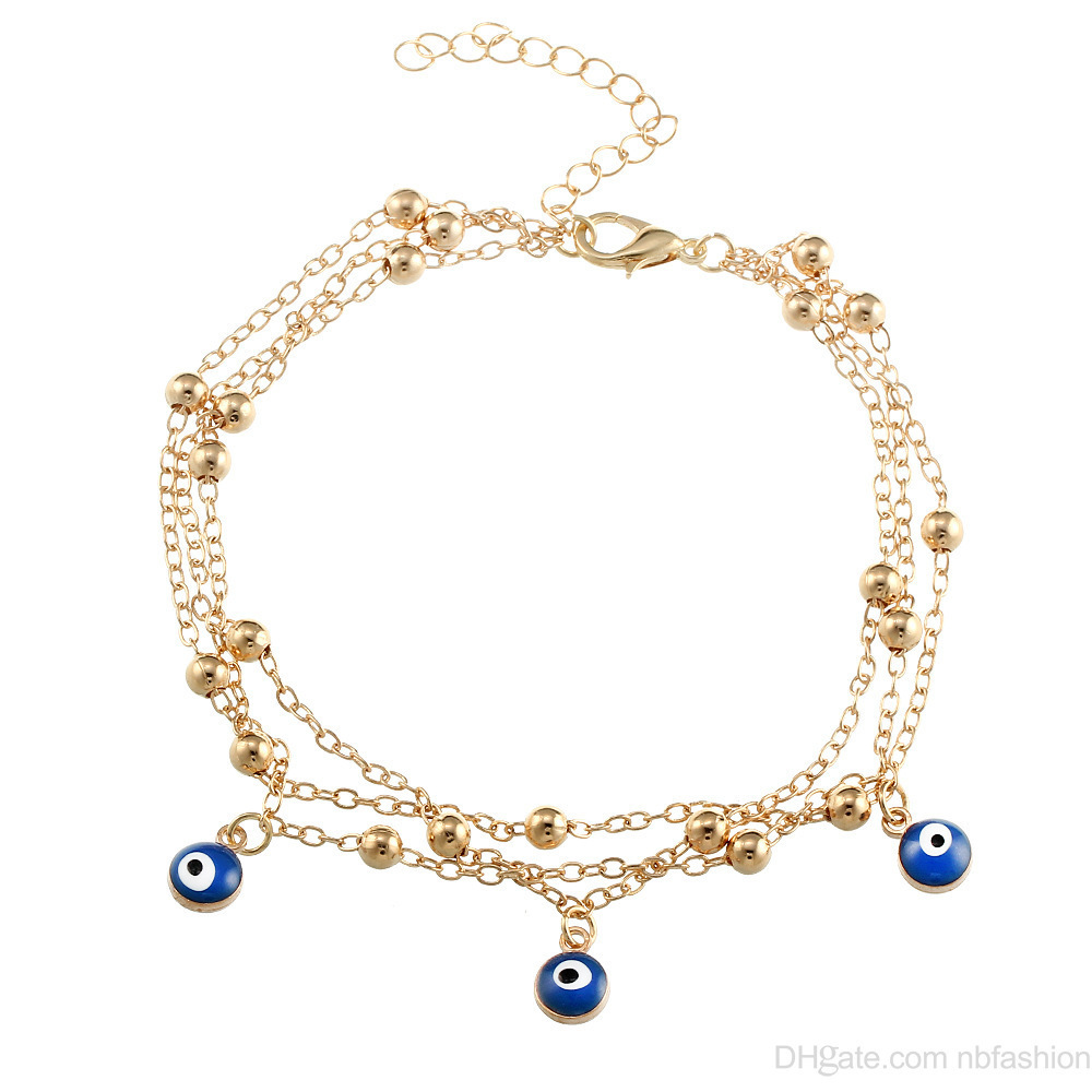 

European New Pattern Posimi Second Wind Summer Turkey Blue Eyes Pendant Foot Jewelry Chain Sandy Beach Anklet