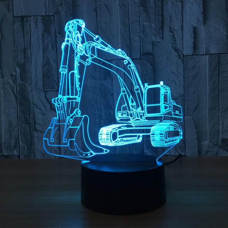 

Excavator 7 Color Lamp 3d Visual Led Night Lights for Kids Touch Usb Table Lampara Lampe Baby Sleeping Nightlight Motion Light