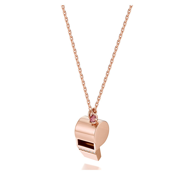 Fashion designer 100% 925 sterling silver rose Gold Whistle Necklace Women's fashion clavicle Chain Pure s925 Silver fine jewelry necklace