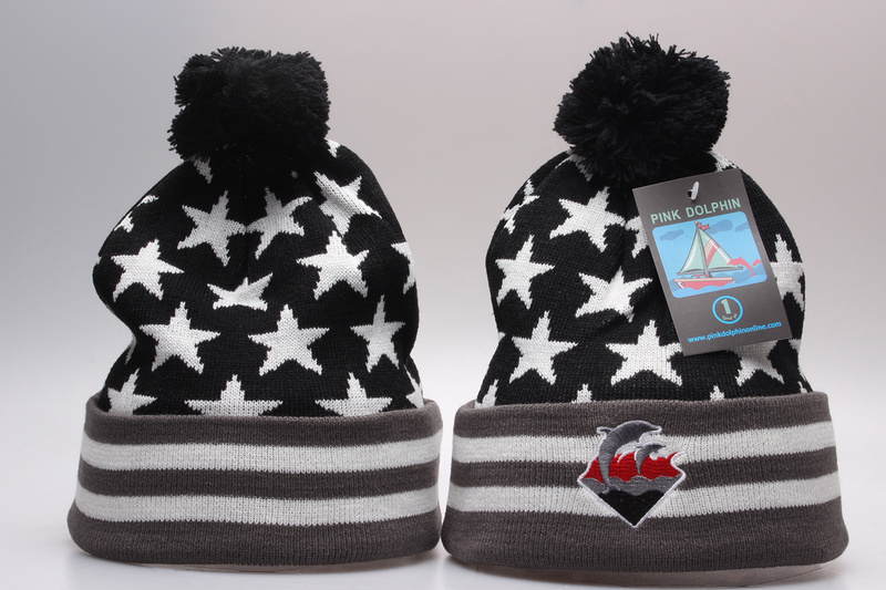 Wholesale Pink Dolphin Beanie Hats with pom winter warm hip hop headwear sport outdoors knitted wool caps for women free shipping