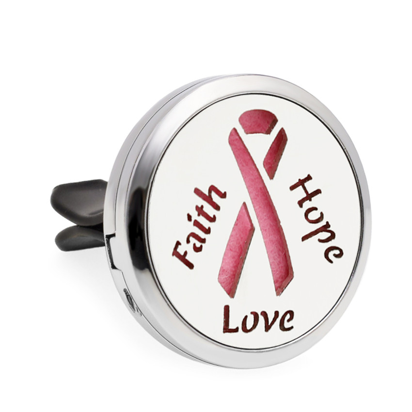 

Faith love hope ribbon Aroma locket Essential Oil Car Diffuser Locket air Fresh Vent Clip Pendant Perfume locket Magnetic Randomly 10 Pads