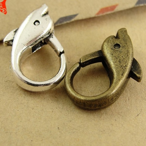 

120 pcs/ lot 18mmx12mm Charm Large Dolphin Lobster Claw Clasp Fitting Link Jewelry Findings Jewelry necklace clasp