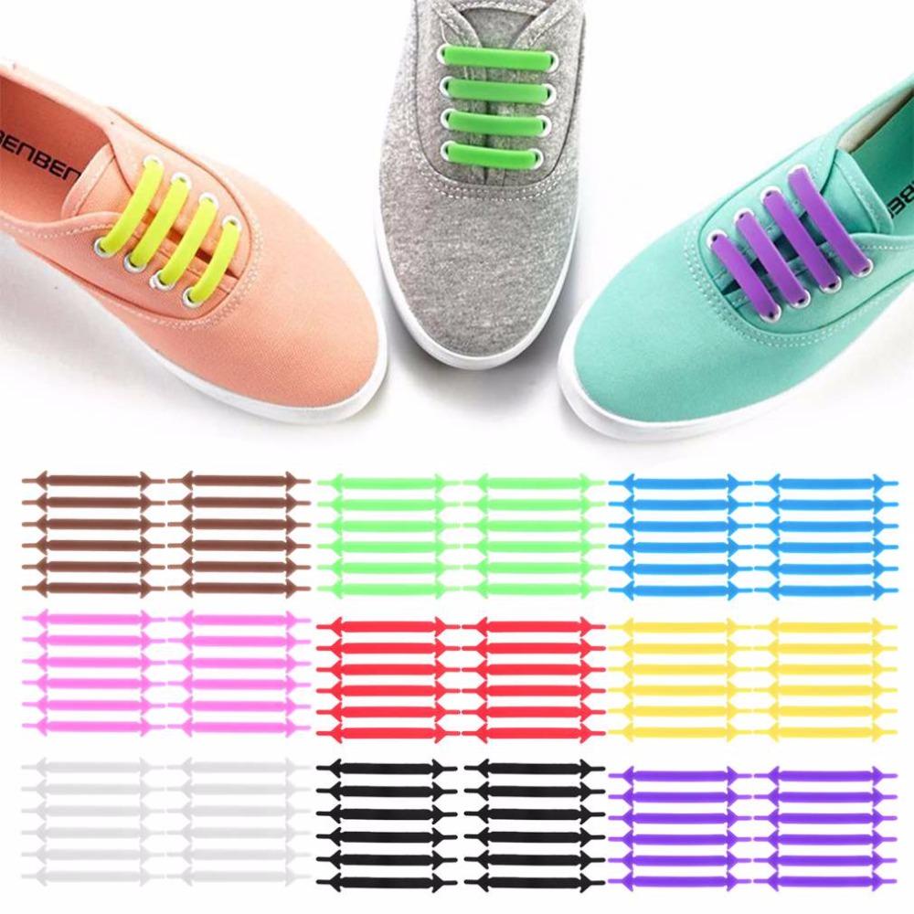 

9 Colors Shoelaces Creative Design Unisex Women Men Athletic Running No Tie Shoelaces Elastic Silicone Shoe Laces Women Sneaker