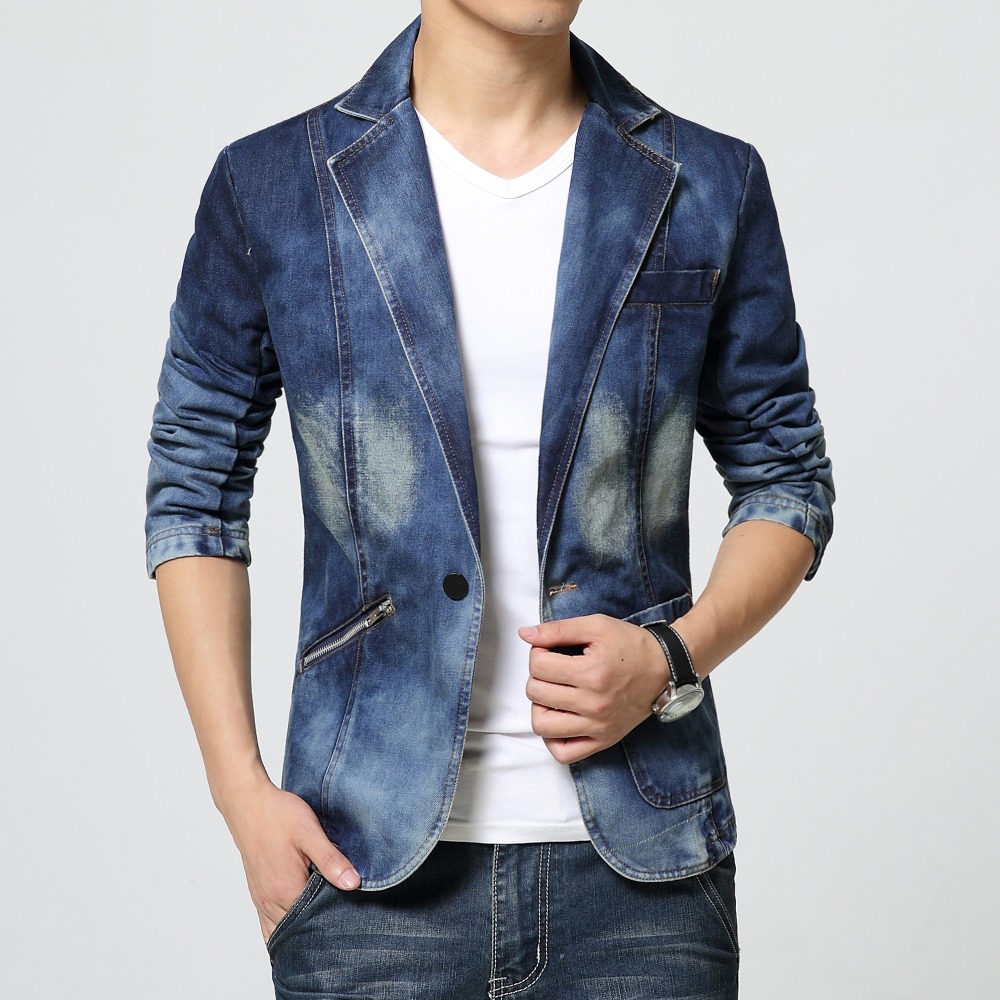 

Mens casual blazer Jeans coat Denim Jacket Slim fit new 2017 cotton hombre Autumn high quality mens fashion blazers giacca uomo, Hmx020 blue