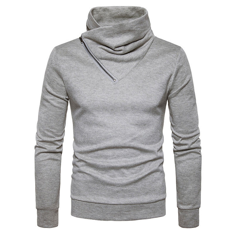 Men's Top Zipper Decor Turtleneck Solid Sweaters Slim fit Pullover Mans Clothes 2020 Long Sleeve Sweaters for Male