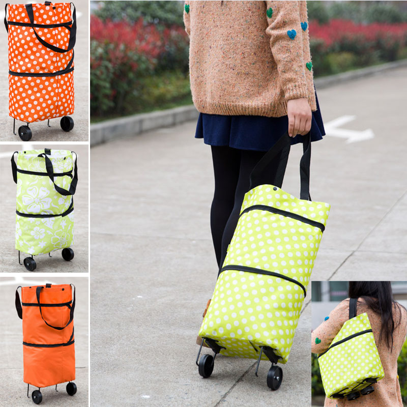 

Foldable Shopping Trolley Bag Cart Rolling Wheel Home Grocery Storage Bag Handbag Tote Travel Organizer Bags HH7-1229