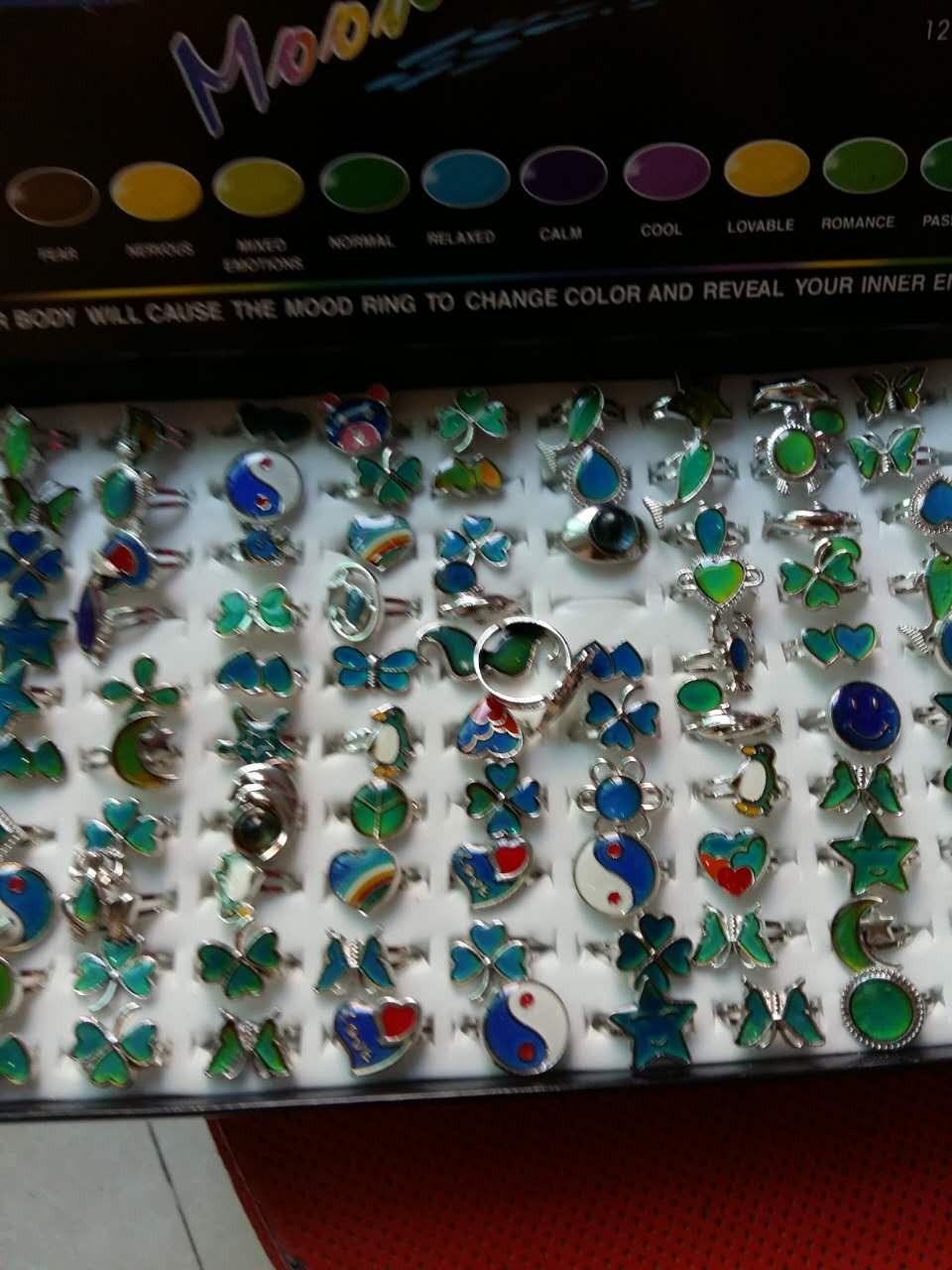 

adjustable mood ring hearts butterflies stars moon change color ring mix design