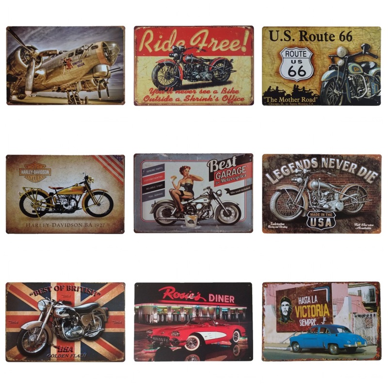 Deko Blechschild US Highway Route 66 Retro Wanddeko Metallschild Biker Harley