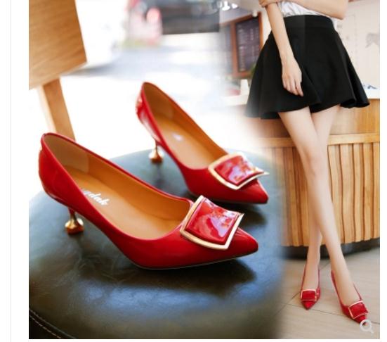 

Free send Hot High heels shoes 2018 new style autumn women Fine heel wedding shoes, Beige