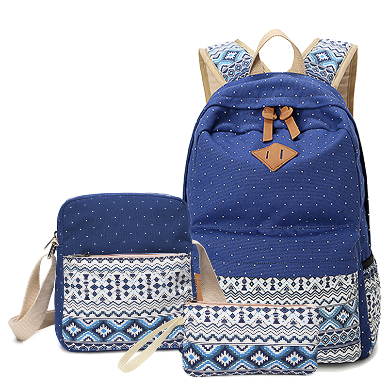 Womens Floral Backpack Rucksack School College Travel Laptop Canvas Bag Handbags
